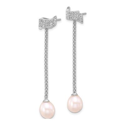 Sterling Silver Freshwater Pearl & CZ Necklace Set – view 3
