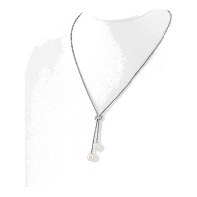 Sterling Silver Freshwater Pearl & CZ Necklace Set – view 5
