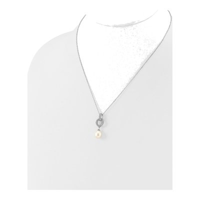 Sterling Silver Pearl & CZ Necklace and Earring Set – view 4