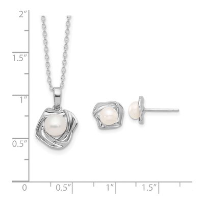 Sterling Silver Freshwater Pearl Necklace & Earring Set – view 6