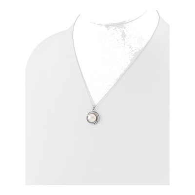 Sterling Silver Rh-Plated 8-10mm Fwc Pearl/Cz Necklace/Post Earrings Set – view 4