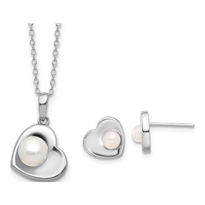 Sterling Silver Freshwater Pearl Necklace & Earring Set