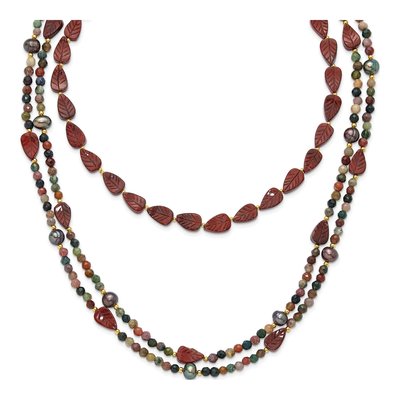 Sterling Silver Multi-Strand Gemstone & Pearl Necklace – view 2
