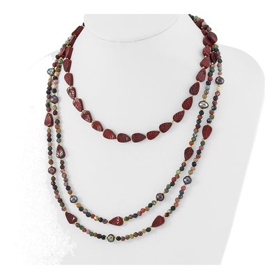 Sterling Silver Multi-Strand Gemstone & Pearl Necklace – view 3