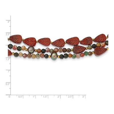 Sterling Silver Multi-Strand Gemstone & Pearl Necklace – view 7