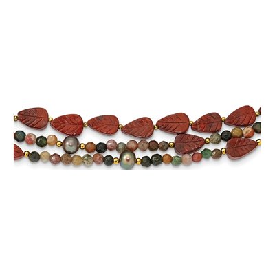 Gold-Plated Sterling Silver Grey Freshwater Cultured Pearl Multi-Strand Necklace