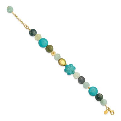 Sterling Silver Gold-Plated Amazonite/Jasper/Jade/Recon Magnesite 1In Ext. – view 2