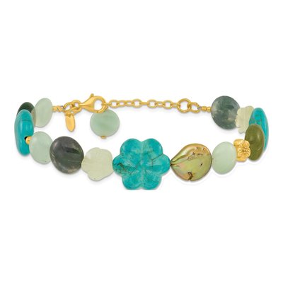 Sterling Silver Gold-Plated Amazonite/Jasper/Jade/Recon Magnesite 1In Ext. – view 3