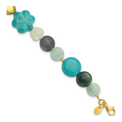 Sterling Silver Gold-Plated Amazonite/Jasper/Jade/Recon Magnesite 1In Ext.