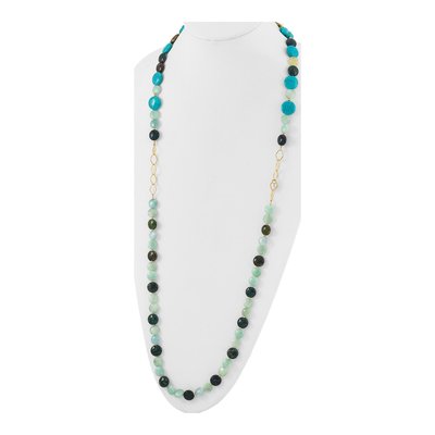 Gold-Plated Sterling Silver Freshwater Cultured Pearl Multi-Stone Necklace – view 2