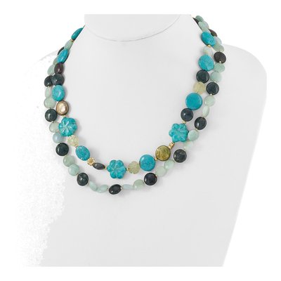 Gold-Plated Sterling Silver Freshwater Cultured Pearl Multi-Stone Necklace – view 4