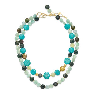 Gold-Plated Sterling Silver Freshwater Cultured Pearl Multi-Stone Necklace – view 5