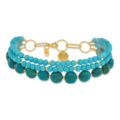 Gold-Plated Sterling Silver Turquoise Zircon Bracelet – view 4