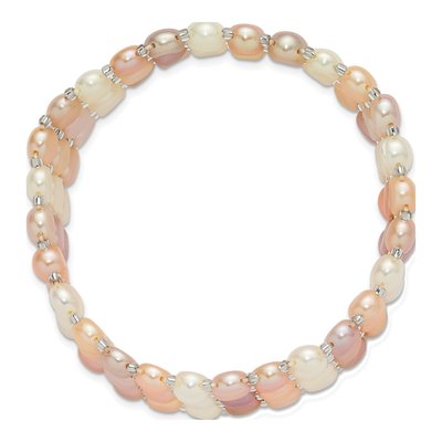 3-Row Freshwater Pearl Stretch Bracelet – view 2