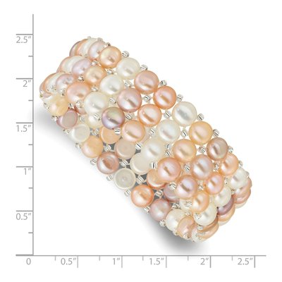 3-Row Freshwater Pearl Stretch Bracelet – view 3