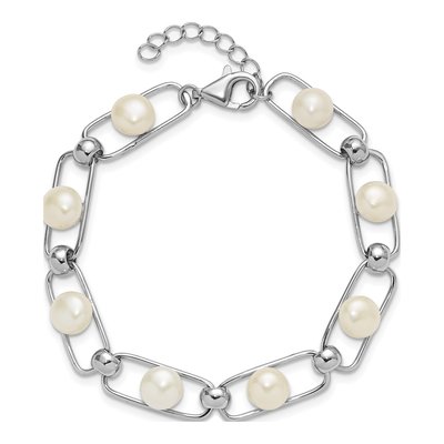Sterling Silver Freshwater Cultured Pearl Button Bracelet – view 4