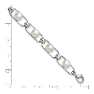 Sterling Silver Freshwater Cultured Pearl Button Bracelet – view 5