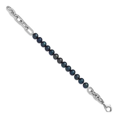 Sterling Silver Black Freshwater Cultured Pearl Bracelet – view 2