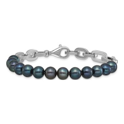 Sterling Silver Black Freshwater Cultured Pearl Bracelet – view 3