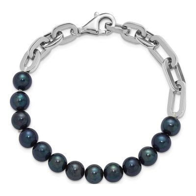 Sterling Silver Black Freshwater Cultured Pearl Bracelet – view 4