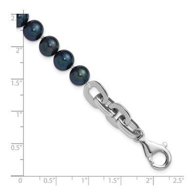 Sterling Silver Black Freshwater Cultured Pearl Bracelet – view 5