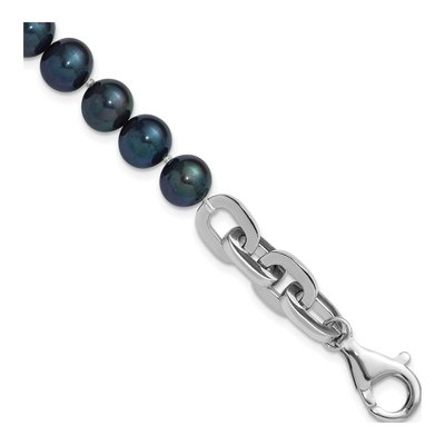 Sterling Silver Black Freshwater Cultured Pearl Bracelet