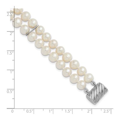Sterling Silver Freshwater Cultured Pearl 2-Strand Bracelet – view 5