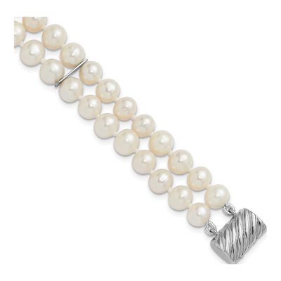 Sterling Silver Freshwater Cultured Pearl 2-Strand Bracelet