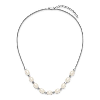 Sterling Silver Freshwater Cultured Pearl Beaded Rice Necklace – view 4
