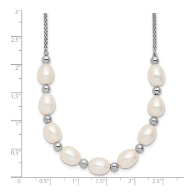 Sterling Silver Freshwater Cultured Pearl Beaded Rice Necklace – view 5