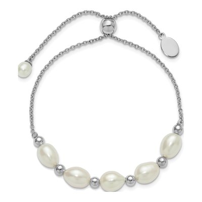 Sterling Silver Freshwater Cultured Pearl Bolo Bracelet – view 2