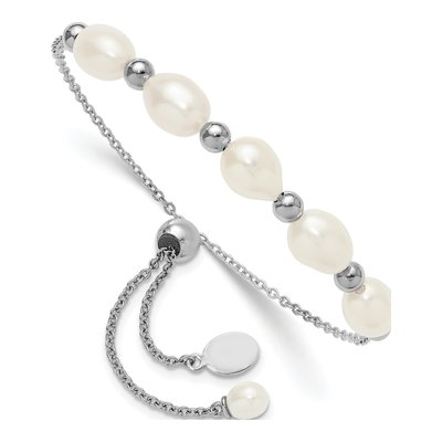 Sterling Silver Freshwater Cultured Pearl Bolo Bracelet