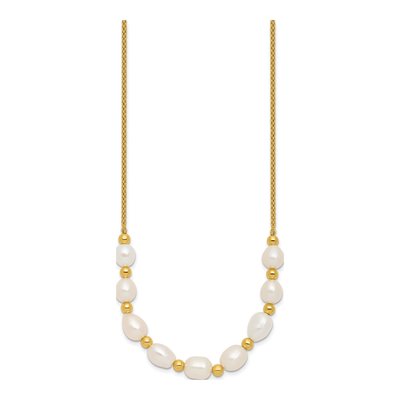Gold-Plated Sterling Silver Freshwater Cultured Pearl Beaded Rice Necklace – view 2