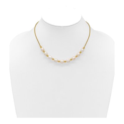 Gold-Plated Sterling Silver Freshwater Cultured Pearl Beaded Rice Necklace – view 3