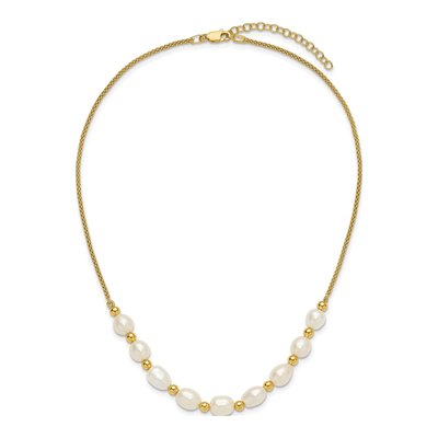 Gold-Plated Sterling Silver Freshwater Cultured Pearl Beaded Rice Necklace – view 4