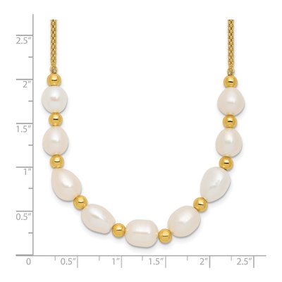 Gold-Plated Sterling Silver Freshwater Cultured Pearl Beaded Rice Necklace – view 5