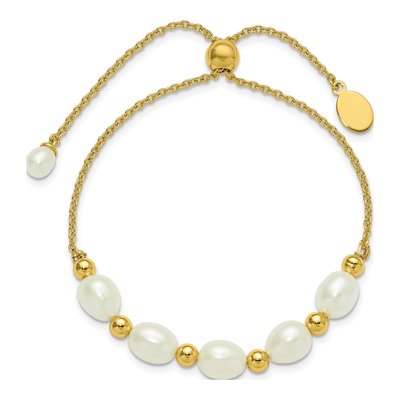 Gold-Plated Sterling Silver Freshwater Cultured Pearl Bolo Bracelet – view 2