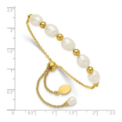 Gold-Plated Sterling Silver Freshwater Cultured Pearl Bolo Bracelet – view 3