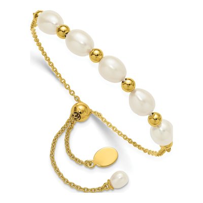 Gold-Plated Sterling Silver Freshwater Cultured Pearl Bolo Bracelet