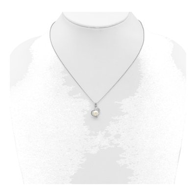 Sterling Silver Freshwater Cultured Pearl & CZ Heart Necklace – view 3