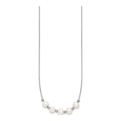 Sterling Silver Freshwater Cultured Pearl Semi-Round Necklace – view 2