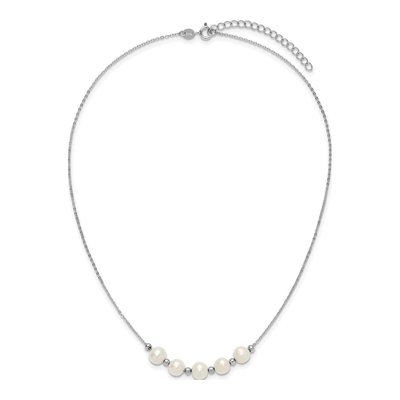 Sterling Silver Freshwater Cultured Pearl Semi-Round Necklace – view 4