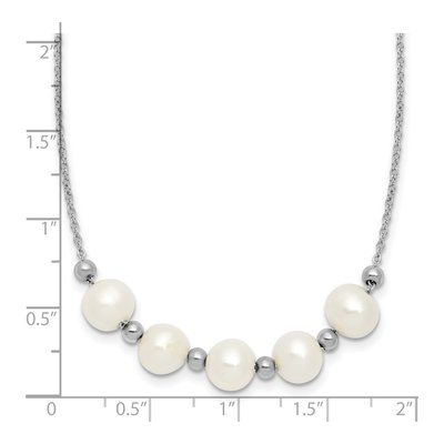 Sterling Silver Freshwater Cultured Pearl Semi-Round Necklace – view 5