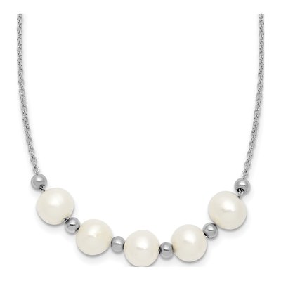 Sterling Silver Freshwater Cultured Pearl Semi-Round Necklace