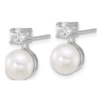 Sterling Silver Pearl & CZ Necklace Earring Set – view 3