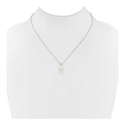 Sterling Silver Pearl & CZ Necklace Earring Set – view 4