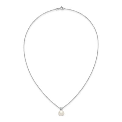 Sterling Silver Pearl & CZ Necklace Earring Set – view 5
