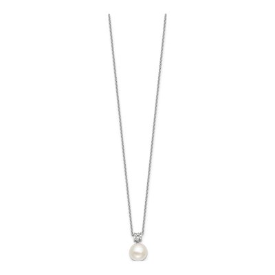 Sterling Silver Pearl & CZ Necklace Earring Set – view 6