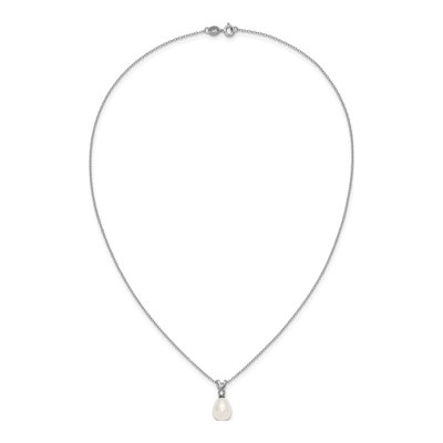 Sterling Silver Pearl & CZ Necklace & Earring Set – view 5
