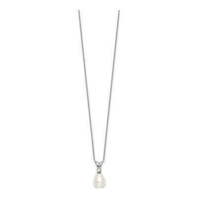 Sterling Silver Pearl & CZ Necklace & Earring Set – view 6